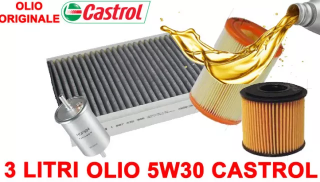 Kit 4 Filtri Tagliando Olio 5W30 Castrol Smart 1 Serie Fortwo Benzina 0.6 0.7