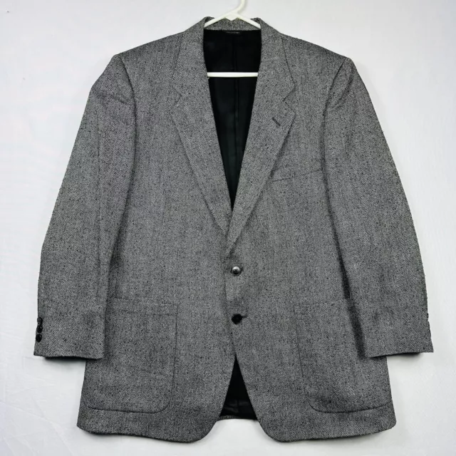 Vintage Givenchy Monsieur Mens Sport Coat Blazer 42R Gray Herringbone Dual Vent