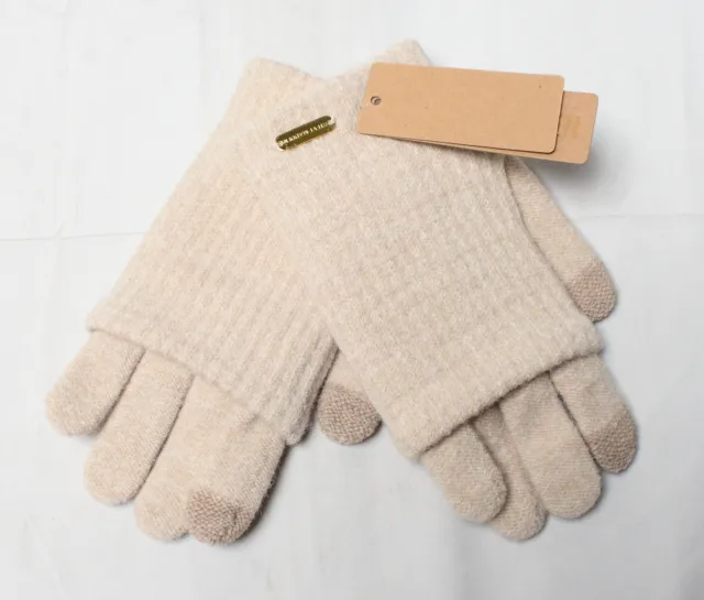Steve Madden Women's Touchscreen Ribbed Knit Gloves DP3 Tan One Size NWT