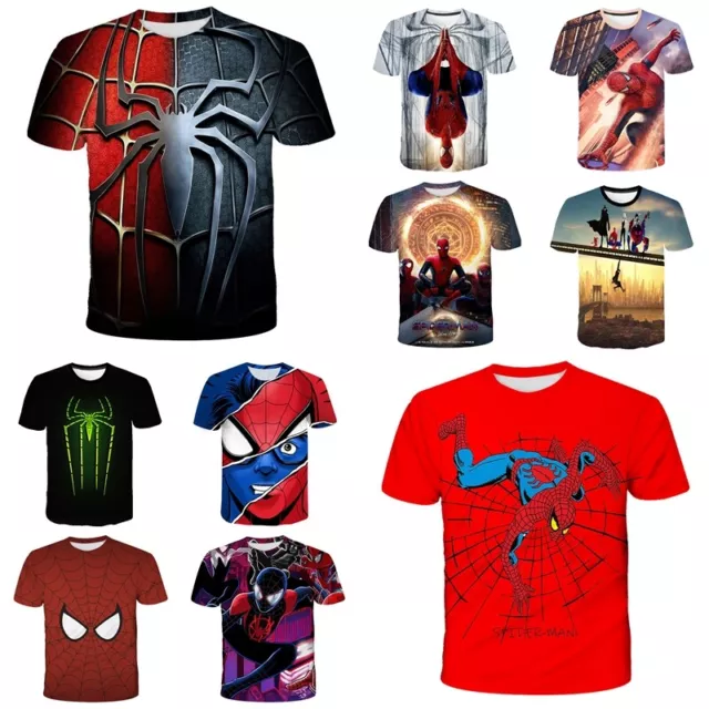 Kids Boys Girls 3D Marvel Spiderman Casual Short Sleeve T-Shirt Tee Top Gift UK