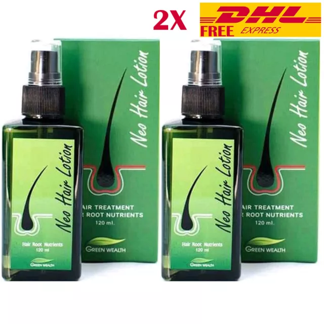 2X NEO Hair Lotion 120 ml.Neo Hair Oil Hair Growth Green Wealth Thai Herbal
