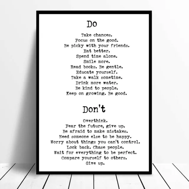 Life Inspirational Motivational Quote A4 A3 A2 A1 Poster Do, Don't Frame Option