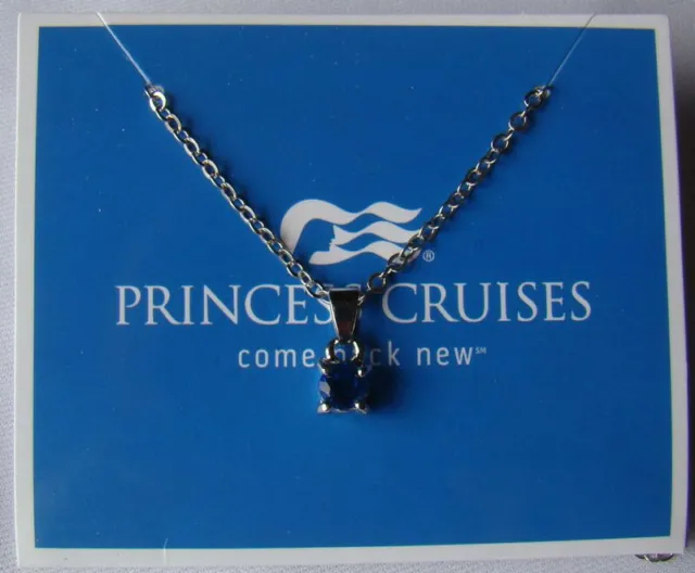 EFFY Princess Cruises Silver Tone Necklace W/Blue Stone NEW