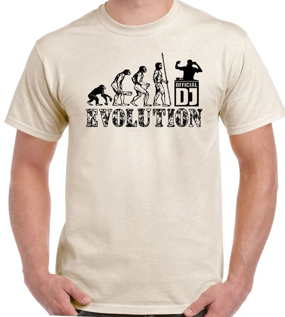 Dj Evolution T-Shirt Uomo Divertente Djing Ponti Giradischi Vinile Records Danza