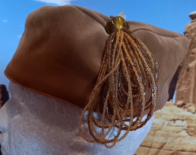 SMOKING CAP Reproduction 1800's Victorian Style Brown Velour Size L