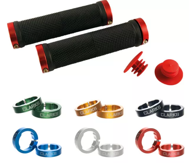 Clarks Vice Lock-on Grip in Black / Various Cols Anodized Rings - Black/Red