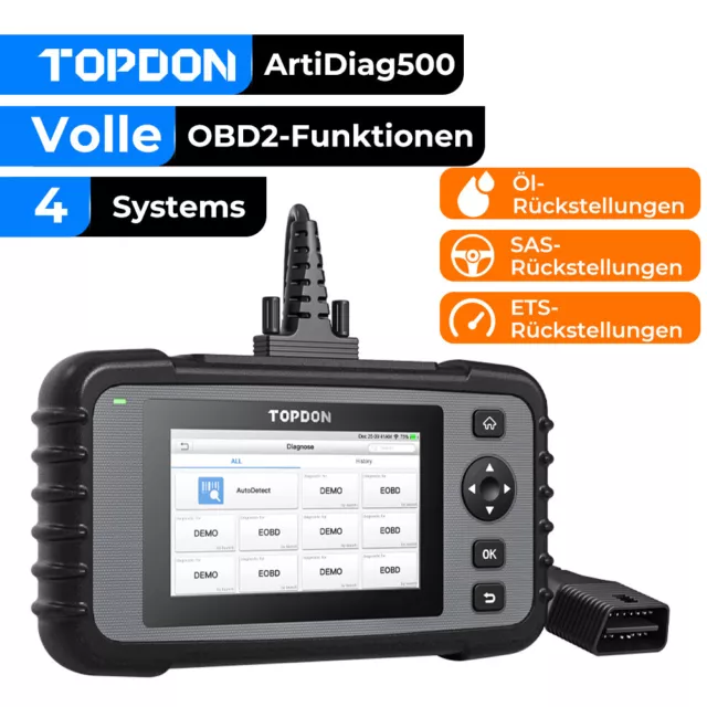 TOPDON AD500 Profi KFZ OBD2 Diagnosegerät Auto Scanner Motor/Getriebe/ABS/SRS DE