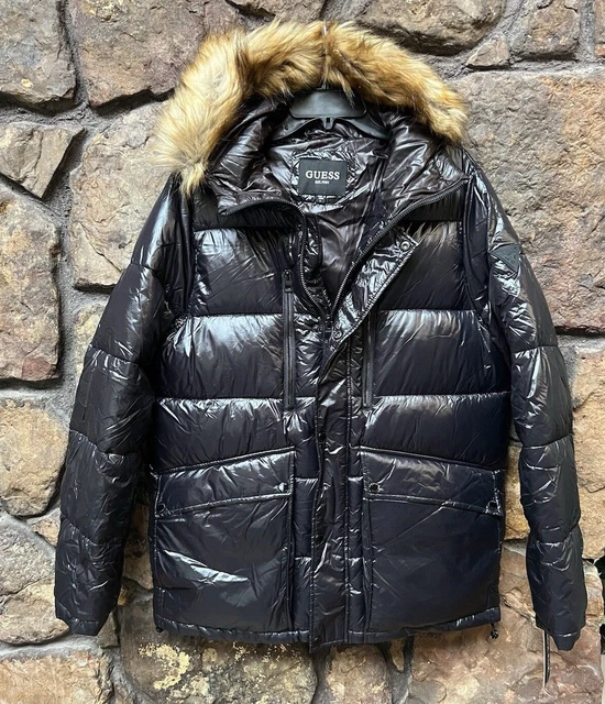 Puffer Coat Fur Guess Polyester Jacket GUESS MEN'S PUFFER Jacket