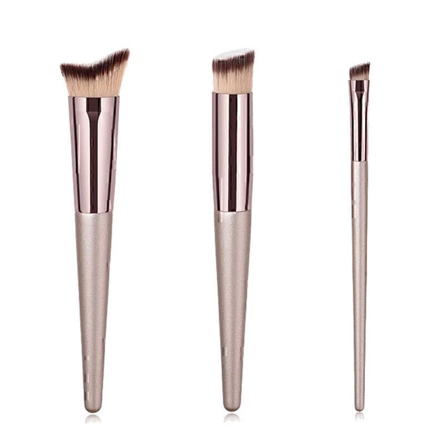 Juego de 3 cepillos de maquillaje profesionales base mezcla de cejas cepillo cosmético belleza
