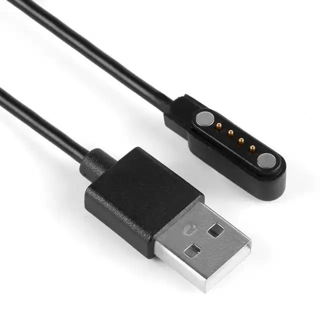 Cable de Carga USB 4 Pin Imantado Compatible con Reloj Inteligente Negro 9 mm