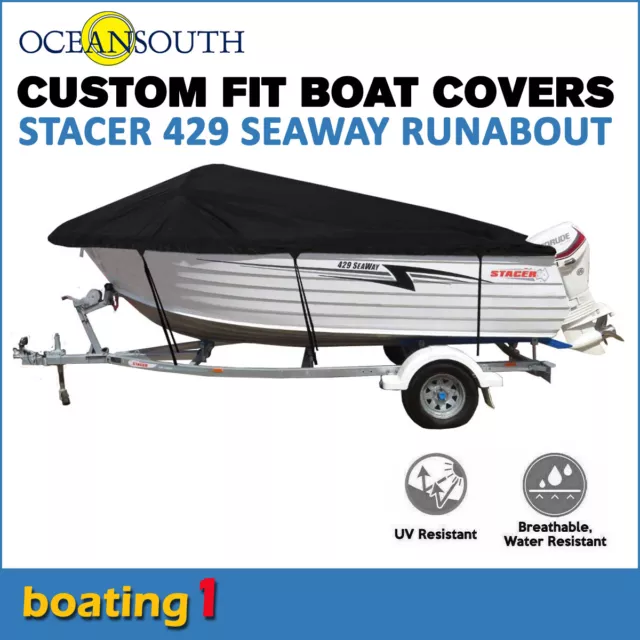 Oceansouth Custom Fitted Boat Cover for Stacer 429 Seaway Runabout Boat