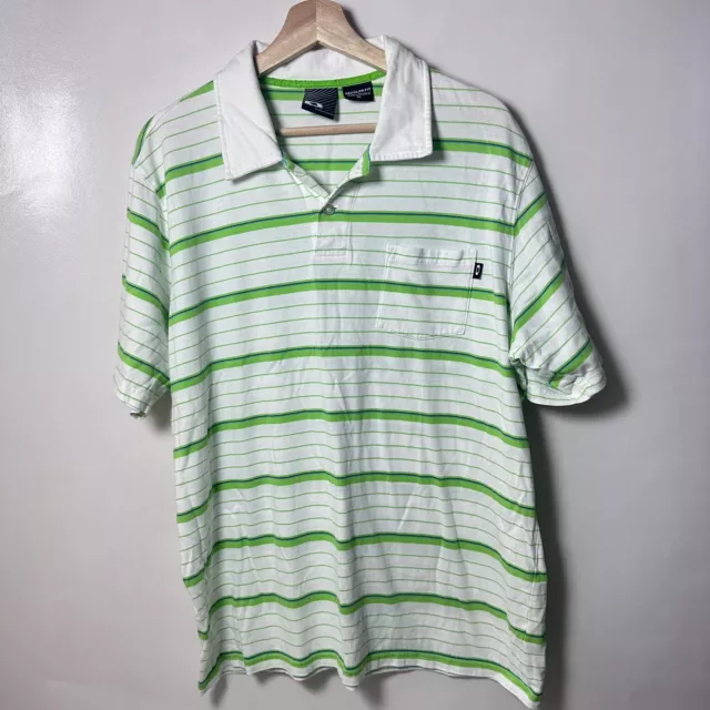 OAKLEY POLO MENS XL Golf Shirt Striped Green Short Sleeve Stretch Knit ...