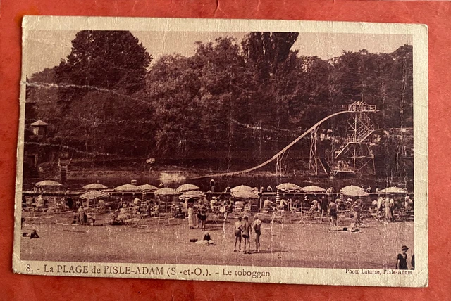 cpa 95 La Plage de l’ISLE-ADAM - Le Toboggan (1938)