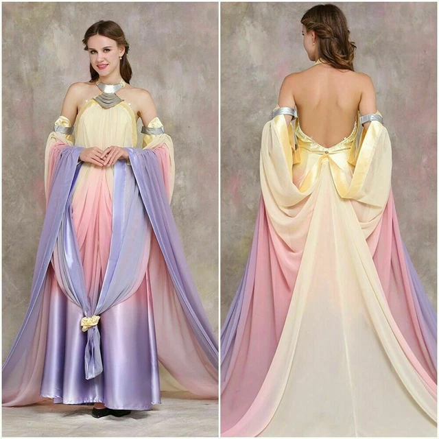 Costume Padme Amidala Star Wars – Abito Rosa E Viola, Per Halloween E Feste A Tema – Taglie Adulti