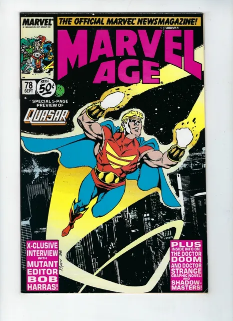 MARVEL AGE # 78 (Official Marvel Newsmagazine, QUASAR PREVIEW, SEPT 1989) VF/NM