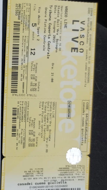 biglietto vasco rossi 2023 Bologna