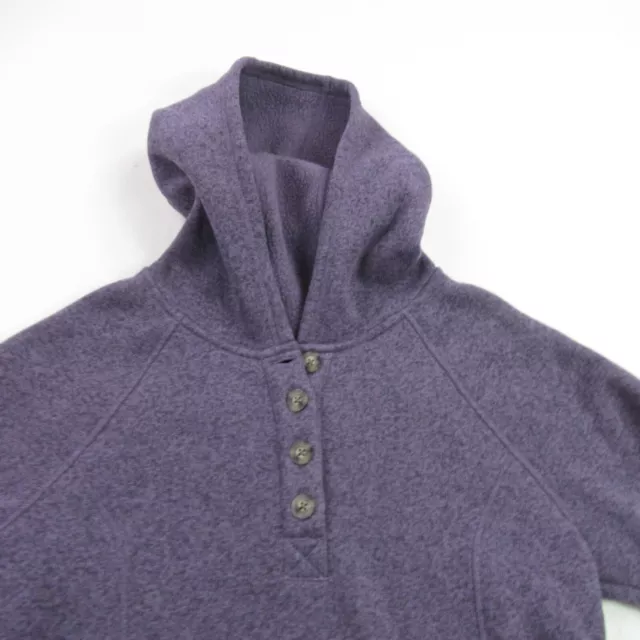 Cabelas Hoodie Womens XL Long Sleeve Hooded 1/4 Button Purple Fleece Lined 2