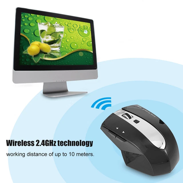 (BLUE)2.4GHZ WIRELESS MOUSE Wireless Ergonomic Mouse Computer Mouse ...