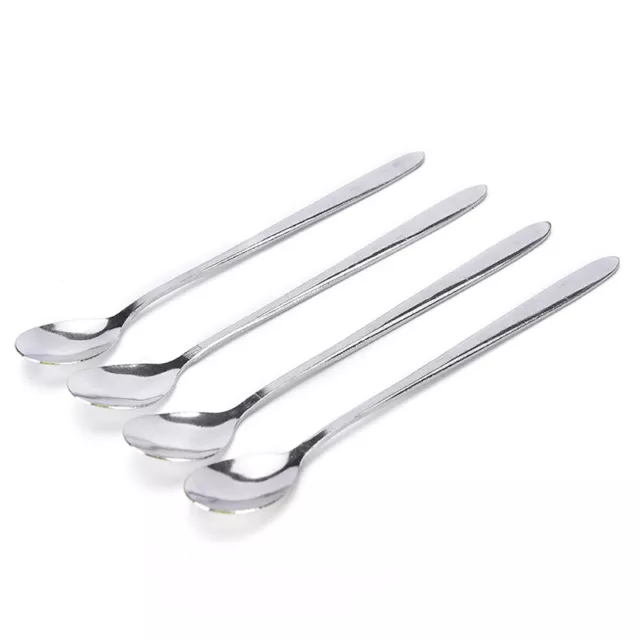 Long Handle Stainless Steel Tea Coffee Spoons Ice  Cream Cutlery H@t@