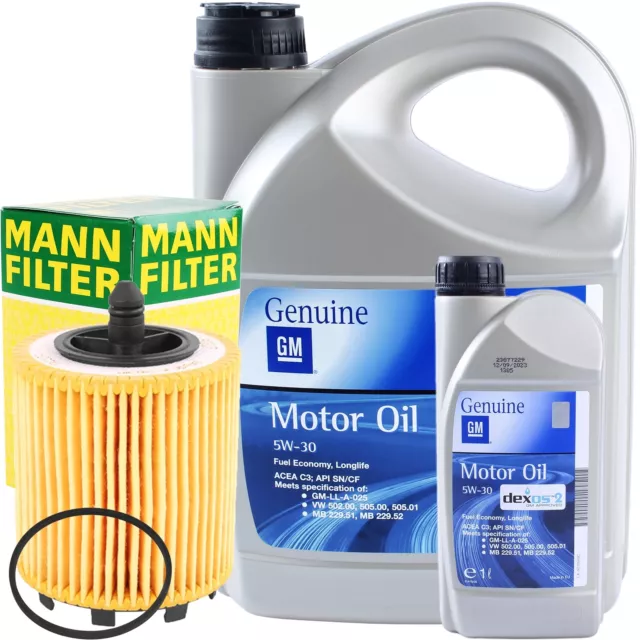 MANN-FILTER ÖLFILTER + 6L 5W-30 MOTORÖL für OPEL GM DEXOS2 1942003 GM-LL-A-025