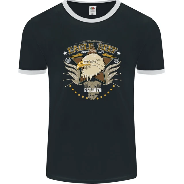 Maglietta Eagle Reef Moto Moto Biker Uomo Ringer FotoL