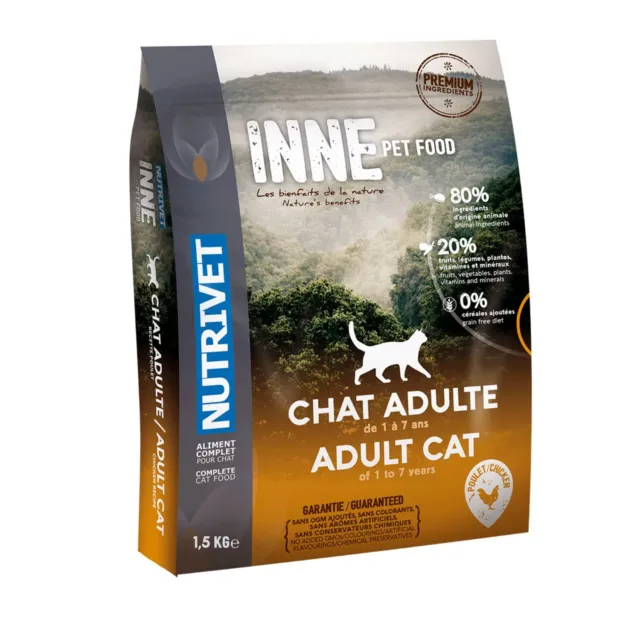 NUTRIVET - INNE Chat - Croquettes sans Céréales - Chat Adulte - Poulet - 80% ...