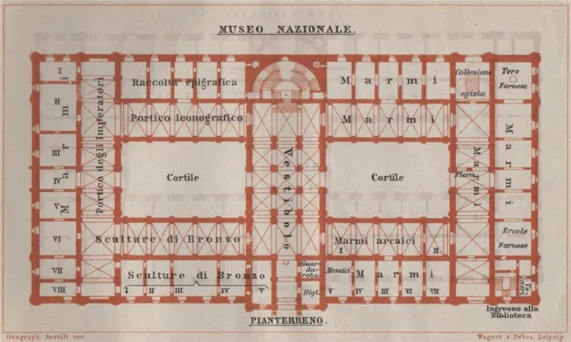 MUSEO NAZIONALE ROMANO PIANTERRENO ground floor plan. Rome mappa. SMALL 1909