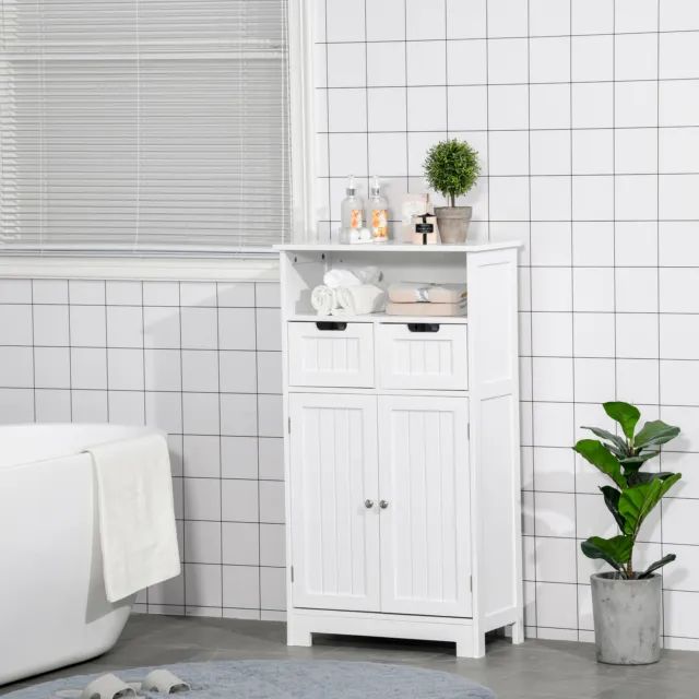 Bathroom Storage Cabinet Freestanding Cupboard with Open Shelf and Drawers