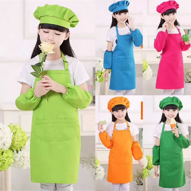 Cooking Apron+Chef Kids Girl Drawing Hat Art Sets Craft Baking Boys Painting DIY