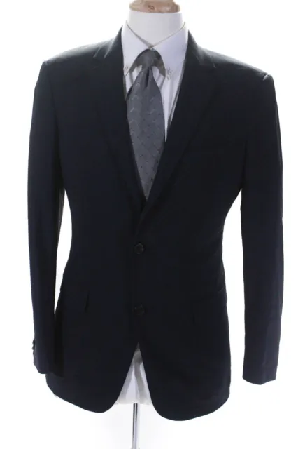 Theory Mens Wool Woven Notched Collar Two Button Blazer Jacket Blue Size 40R