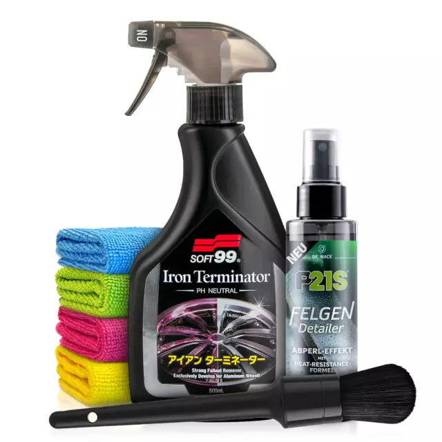 Soft99 Felgenreiniger Iron Terminator Flugrostentferner Detailer Pinsel Set