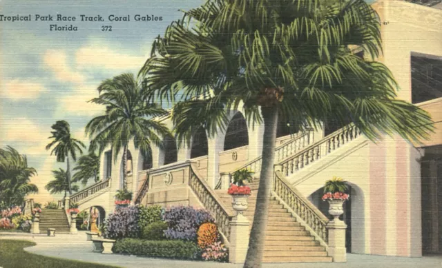 Tropical Park Race Track Entrance Coral Gables Florida Postcard