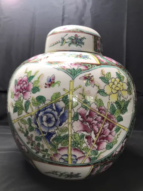 GROSSE ! 19Jh. Chinesische Deckel-Vase mit Blumendekor -Sehr guter Zustand ! 3