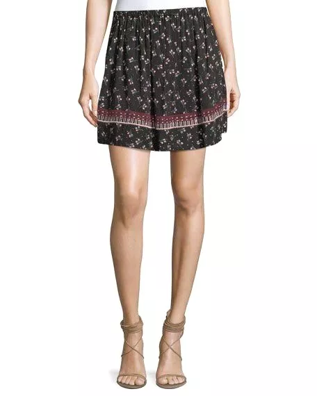 Anthropologie Ella Moss Womens Floral Mini Skirt Medium Black Pink Multi $148