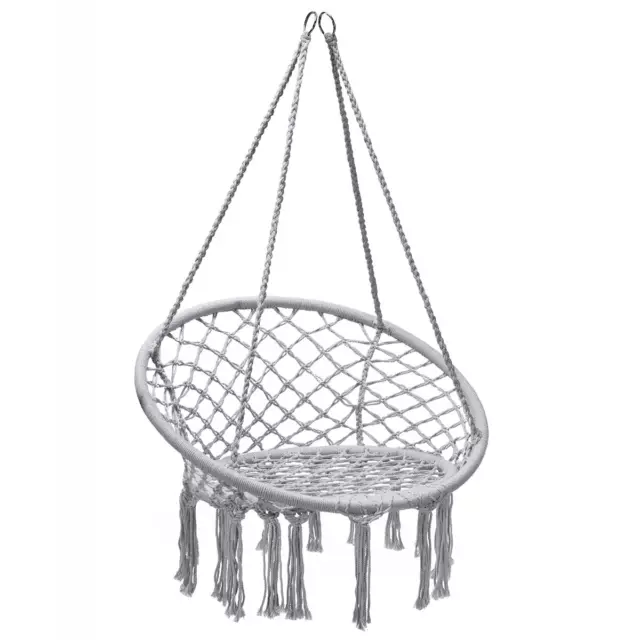 Hamac Suspendue Fauteuil Relax Chaise De Jardin1 Place Capacité 150KG Coton Gris