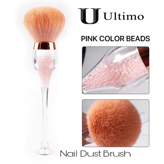 Dust Nail Brush Pink Con Beads Para Quitar El Polvo de Las Uñas