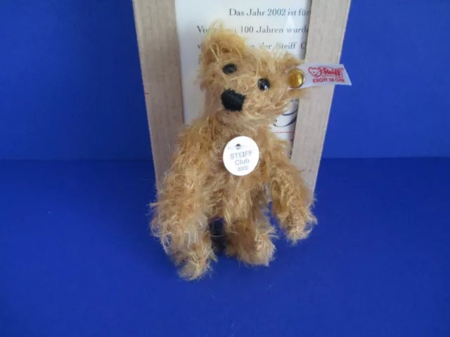 Steiff Club Jahresgeschenk 2002  Miniatur Teddy Bär zimt 7 cm mit Zertifikat