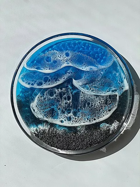 Blue 3D Ocean Waves Decorative Dish/6”/Trinket Dish