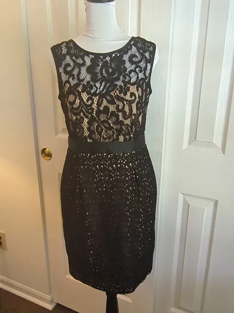 Betsy & Adam Womens Black Lace Dress 6p Lined