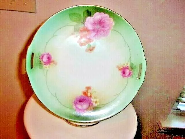 Tillowitz RS Prussia Silesia Hand Painted Plate Handled Floral Cake Plate~Vintag