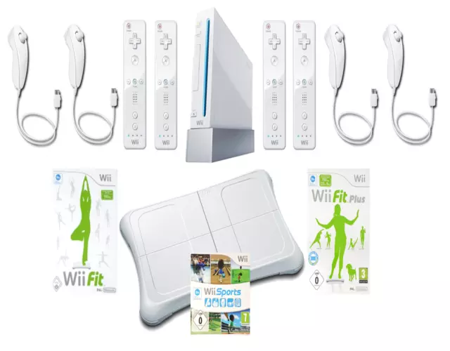 Nintendo Wii Konsole mit Balance Board Controller und Spiele Wii Fit Plus Sports