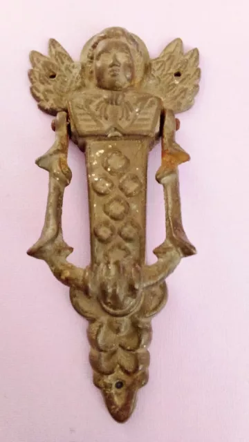 Ancien Heurtoir de Porte en fer forgé frappe porte Tête Angelot