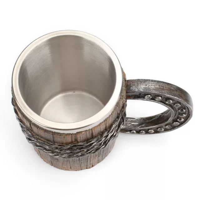 600ml Drinking Cup Bar Restaurant Horseshoe Handle Mug Home Beer Stainless Steel