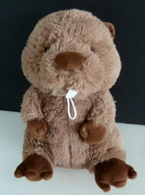 R9. GROS DOUDOU PELUCHE AUCHAN CASTOR MARMOTTE marron 29cm - EXCELL. ETAT