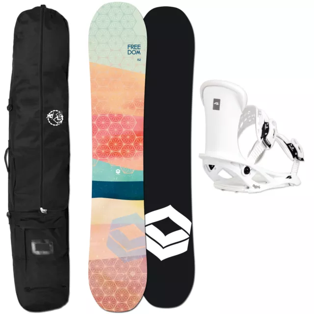 Damen Snowboard Set Ftwo Freedom 147 Cm + Sonic Bindung Gr. M + Bag