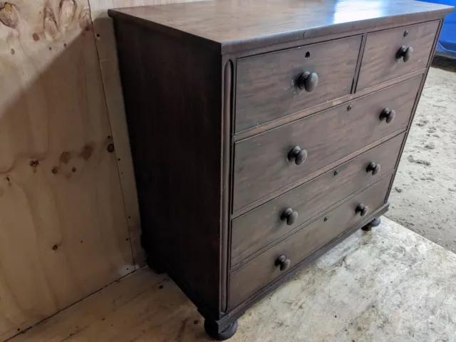 Antique victorian  large mahogany solid wood chest on raised feet