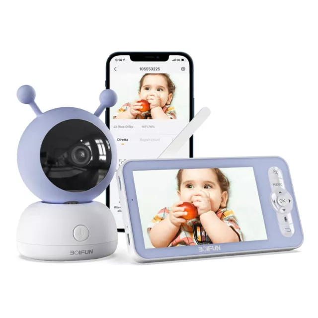 5 POUCES 2K PTZ Babyphone Caméra Bebe Vidéo Température Détection de  Mouvement EUR 159,99 - PicClick FR
