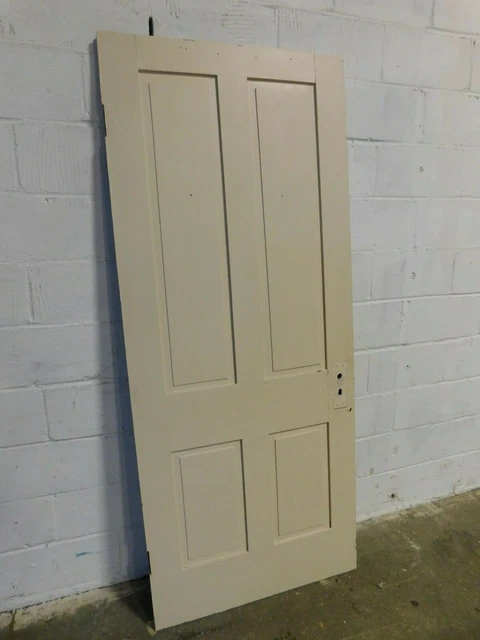 1800s Antique Wooden INTERIOR DOOR Four Panel VICTORIAN Style White Fir ORNATE