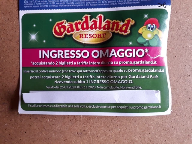 Biglietto ingresso Gardaland a fronte dell'acquisto di due biglietti per adulti