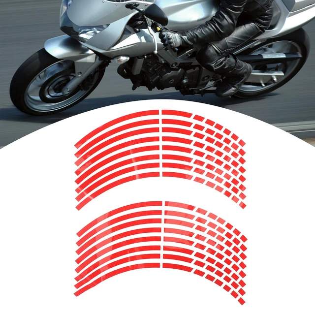 Kit D'autocollants Réfléchissants Pour Jantes Moto 17/18 Pouces – Bande De Jante De Sécurité (GP Style)